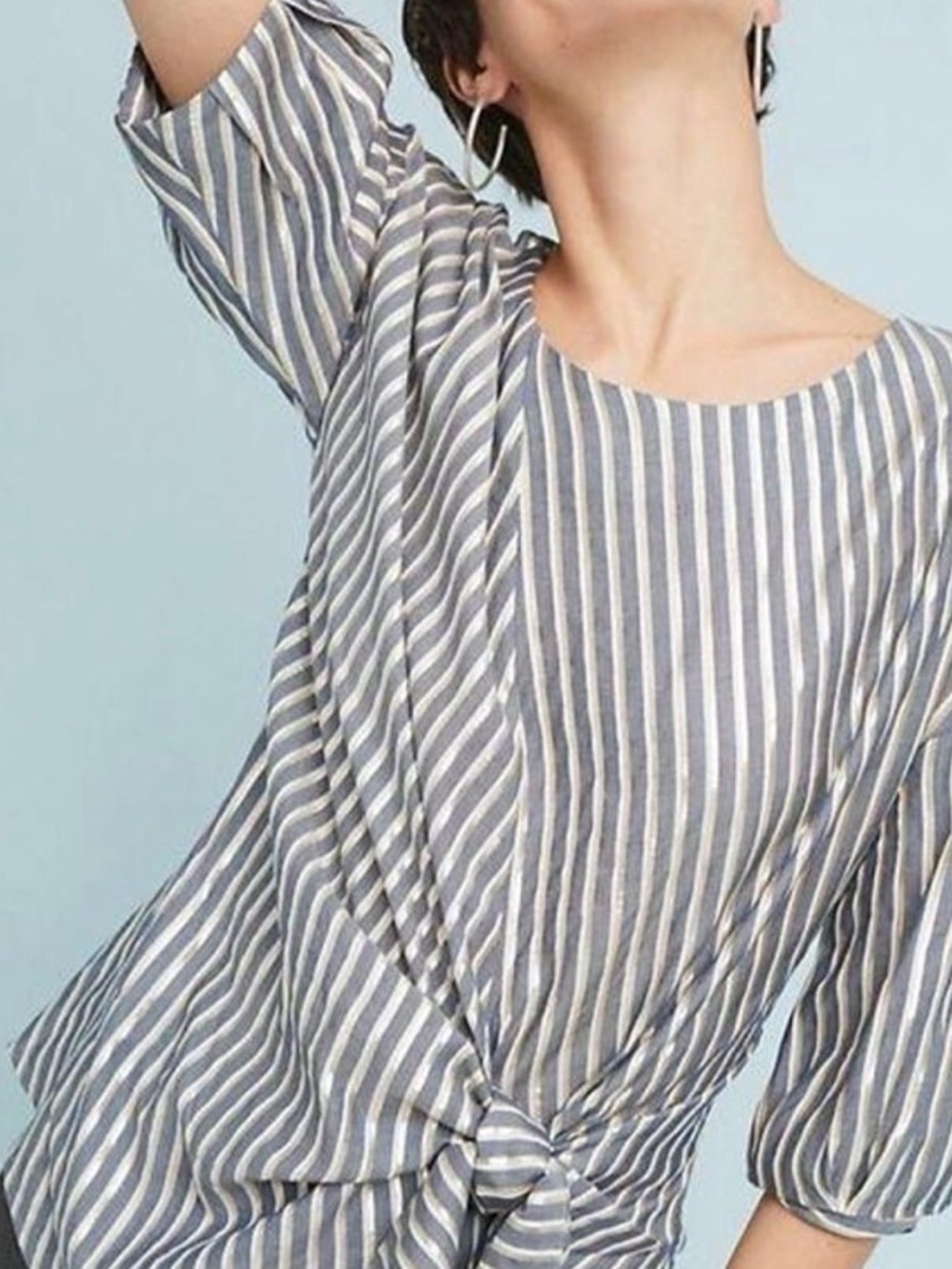 Anthropologie Striped Tie-Front Women's Blouse